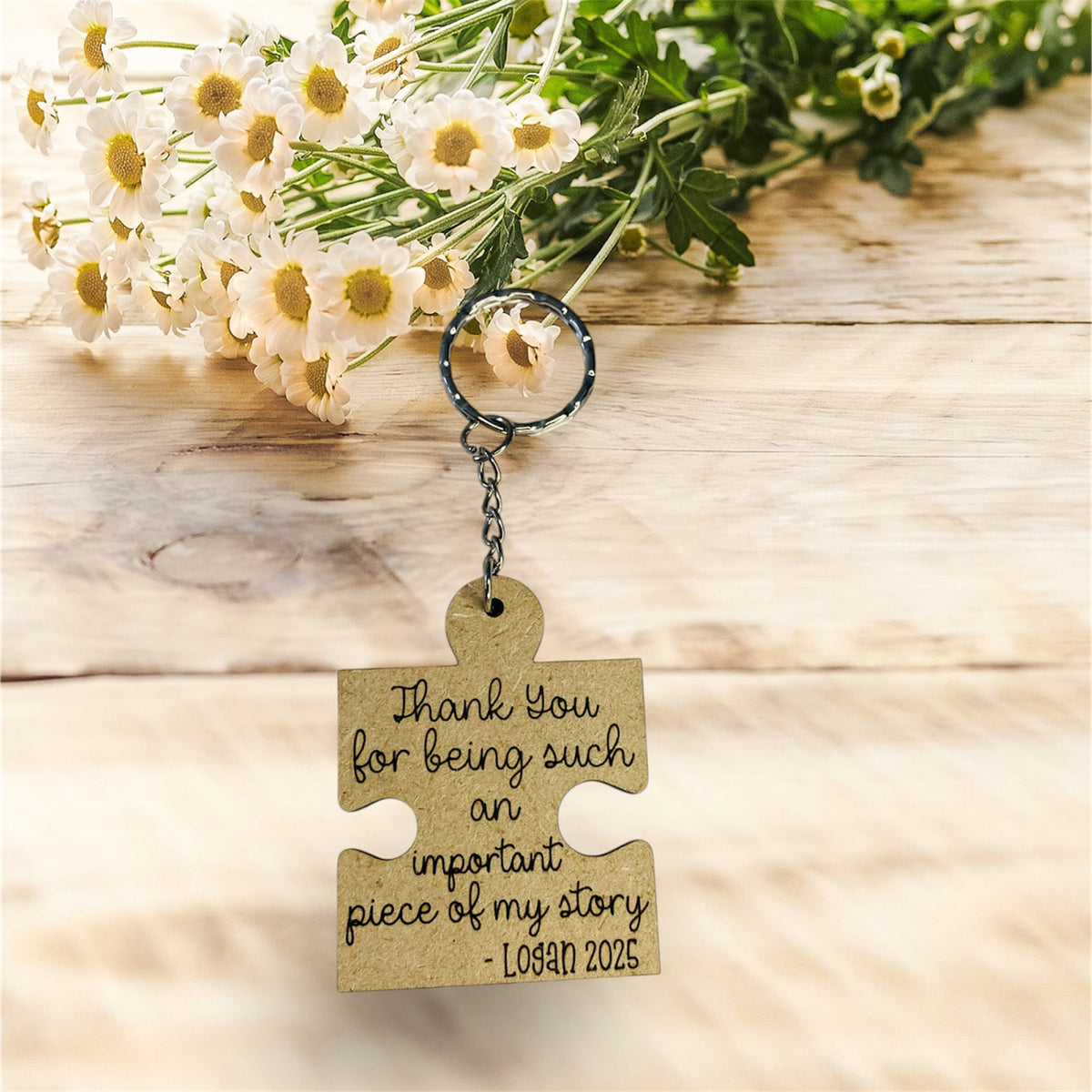 Thank You Puzzle Piece Teacher Gift Keychain Ornament - Glowforge