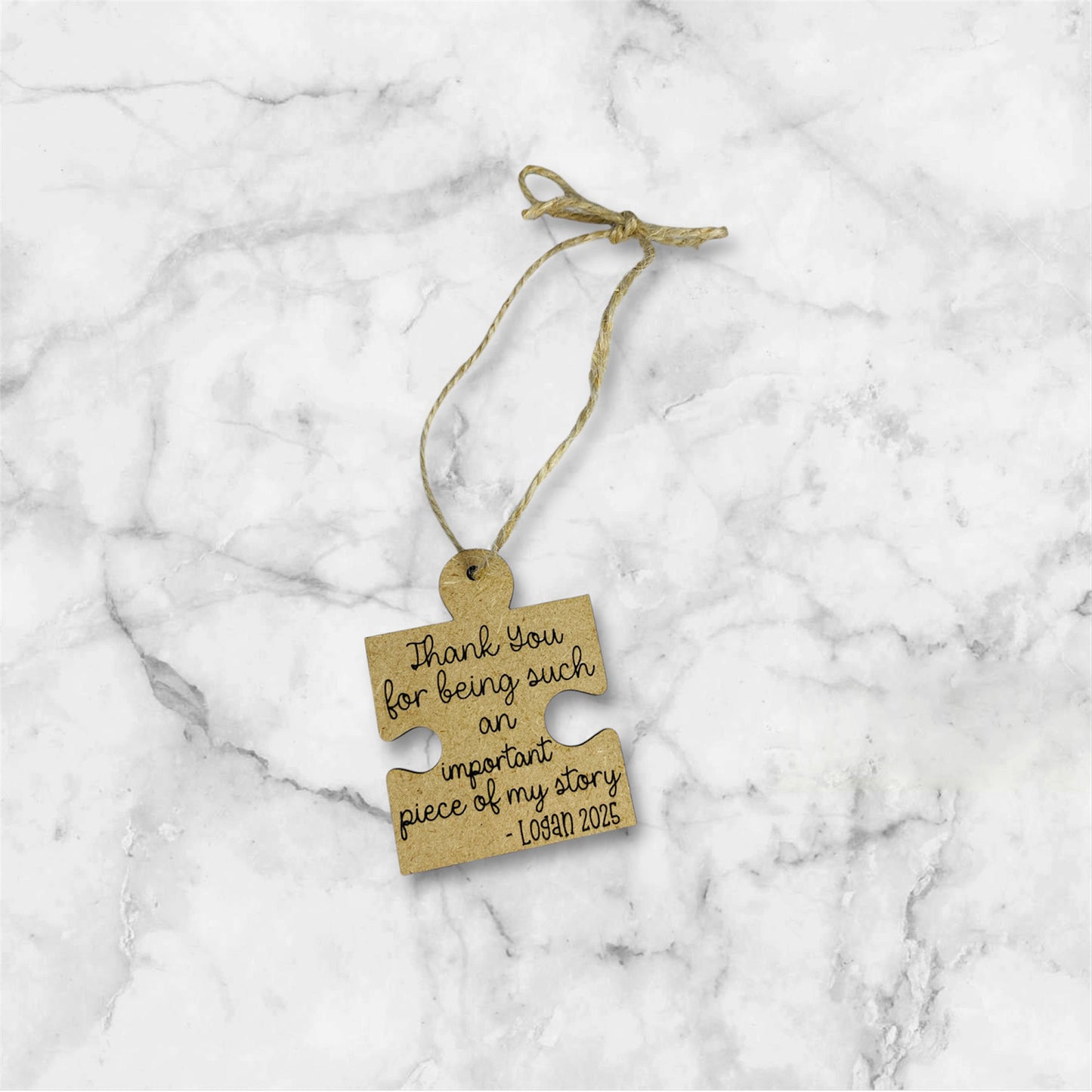 Thank You Puzzle Piece Teacher Gift Keychain Ornament - Glowforge