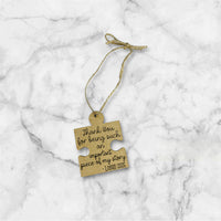 Thank You Puzzle Piece Teacher Gift Keychain Ornament - Glowforge