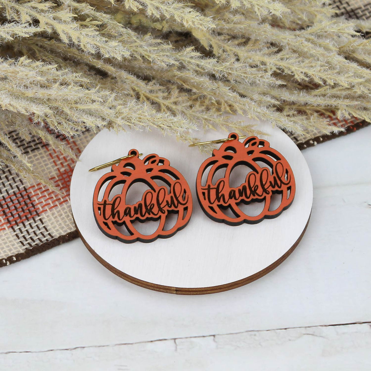 Thankful Pumpkin Earrings - Fall Earrings (Set of 2 Sizes) - Glowforge