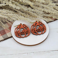 Thankful Pumpkin Earrings - Fall Earrings (Set of 2 Sizes) - Glowforge