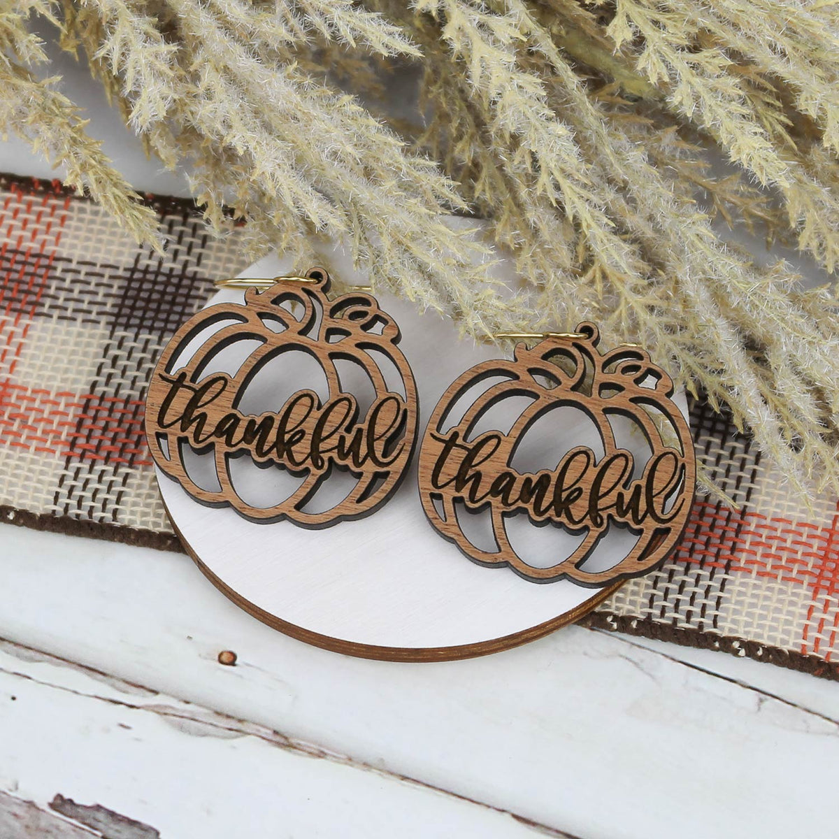 Thankful Pumpkin Earrings - Fall Earrings (Set of 2 Sizes) - Glowforge