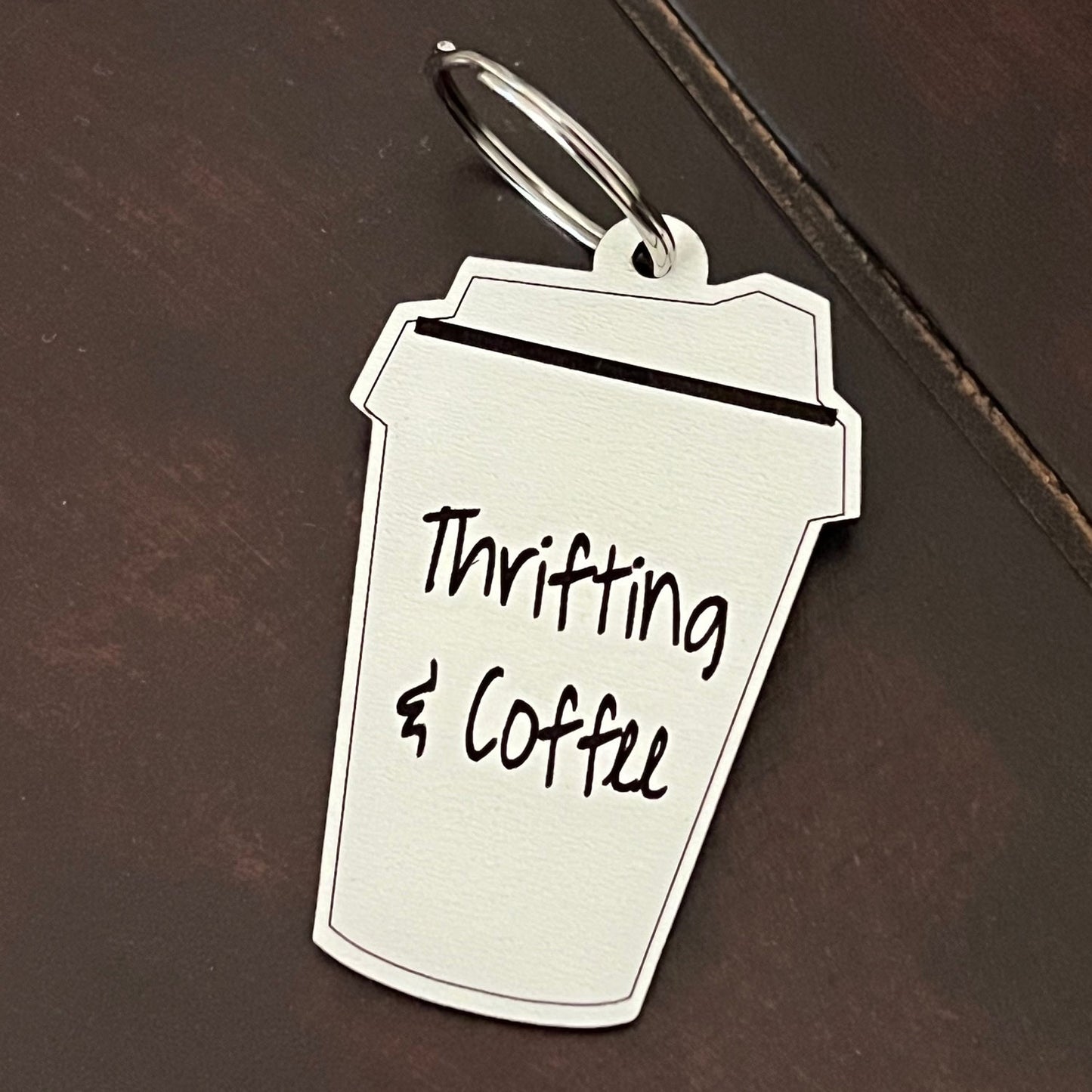 Thrifting and Coffee Keychain - Glowforge
