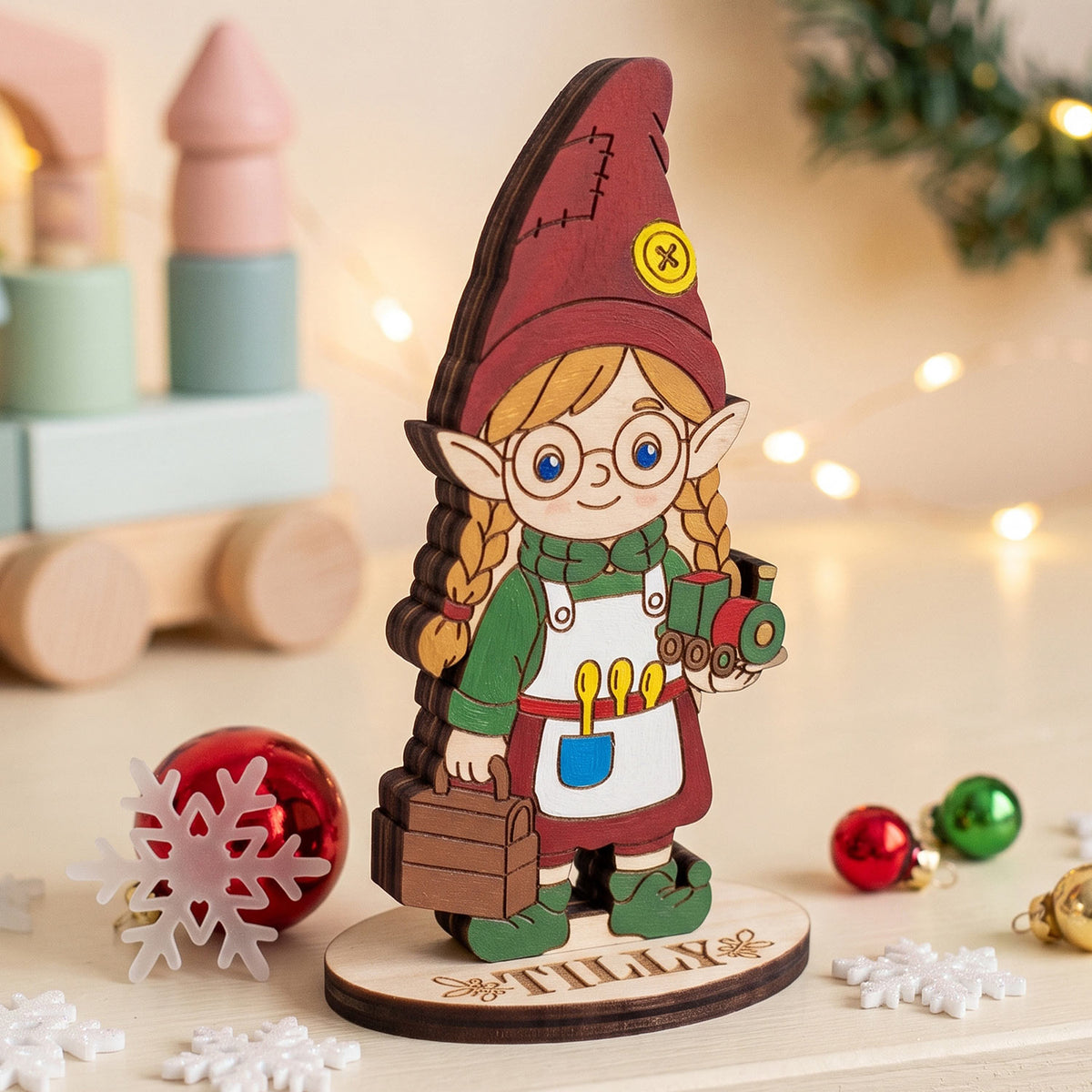 Tilly Toy Workshop Engineer - Mechanical Elf Figure for Play & Painting - Glowforge