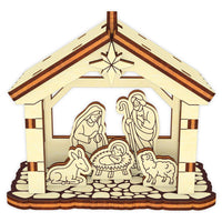 Tiny 3D Nativity Ornament - Christmas Miniature with Barn & Holy Family - Glowforge