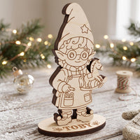 Toby Wooden Toy Maker - Workshop Elf Figure for Play & Crafts - Glowforge
