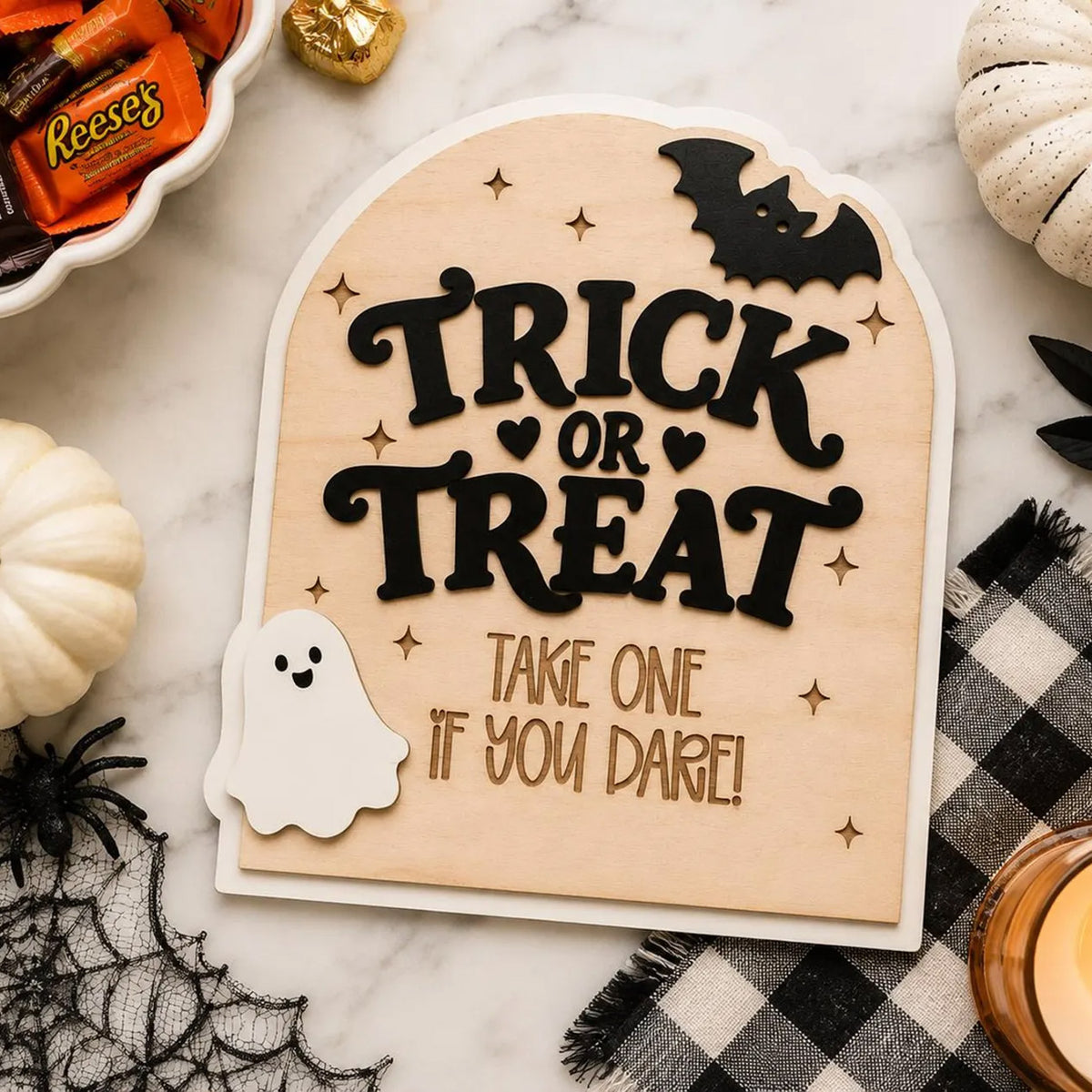 Trick or Treat Candy Bowl Sign - Glowforge