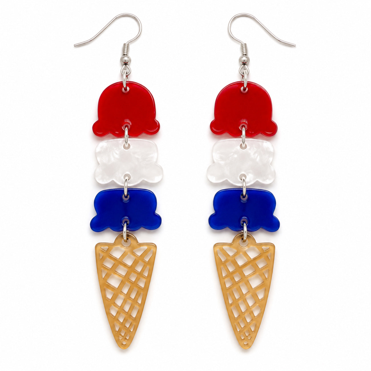 Triple Scoop Ice Cream Cone Dangle Earrings - Glowforge