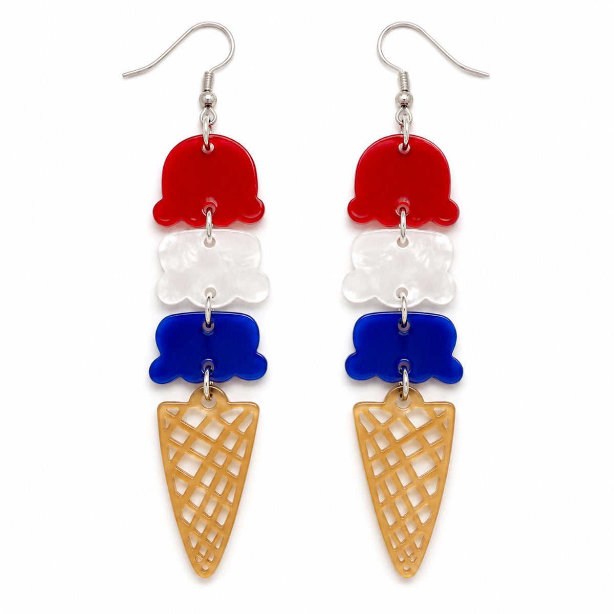 Triple Scoop Ice Cream Cone Dangle Earrings - Glowforge