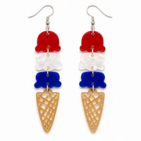 Triple Scoop Ice Cream Cone Dangle Earrings - Glowforge