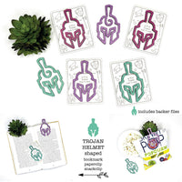 Trojan Helmet Bookmark with Card Backer - Paperclip - Snack Bag Closure - Glowforge