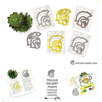Trojan Helmet Shaped Bookmark with Card Backer - Paperclip - Snack Bag Closure - Glowforge