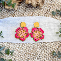 Tropical Hibiscus Dangle Earrings - Glowforge