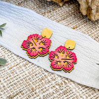 Tropical Hibiscus Dangle Earrings - Glowforge