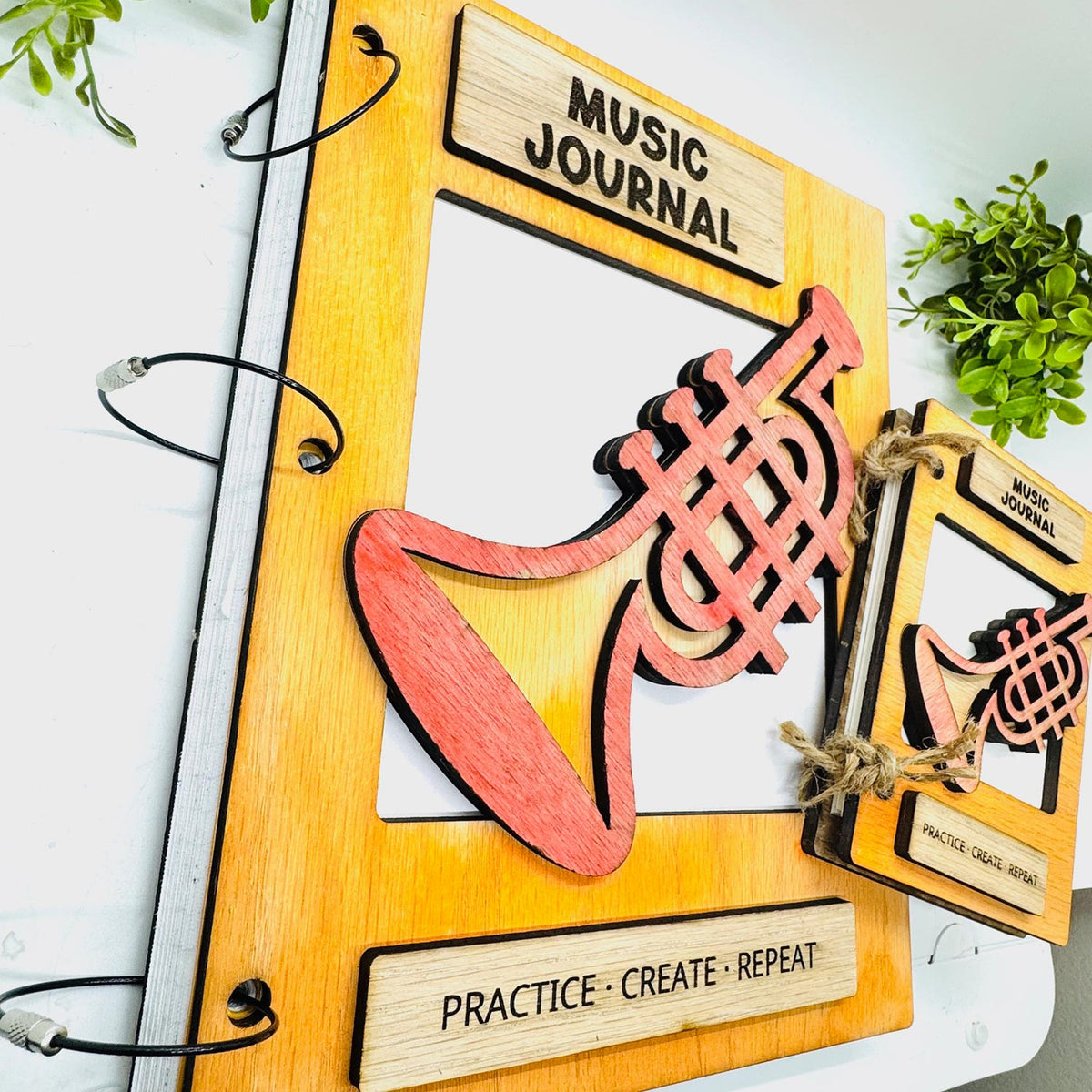 Trumpet Journal Notebook Cover - Editable Text (Set of 2) - Glowforge