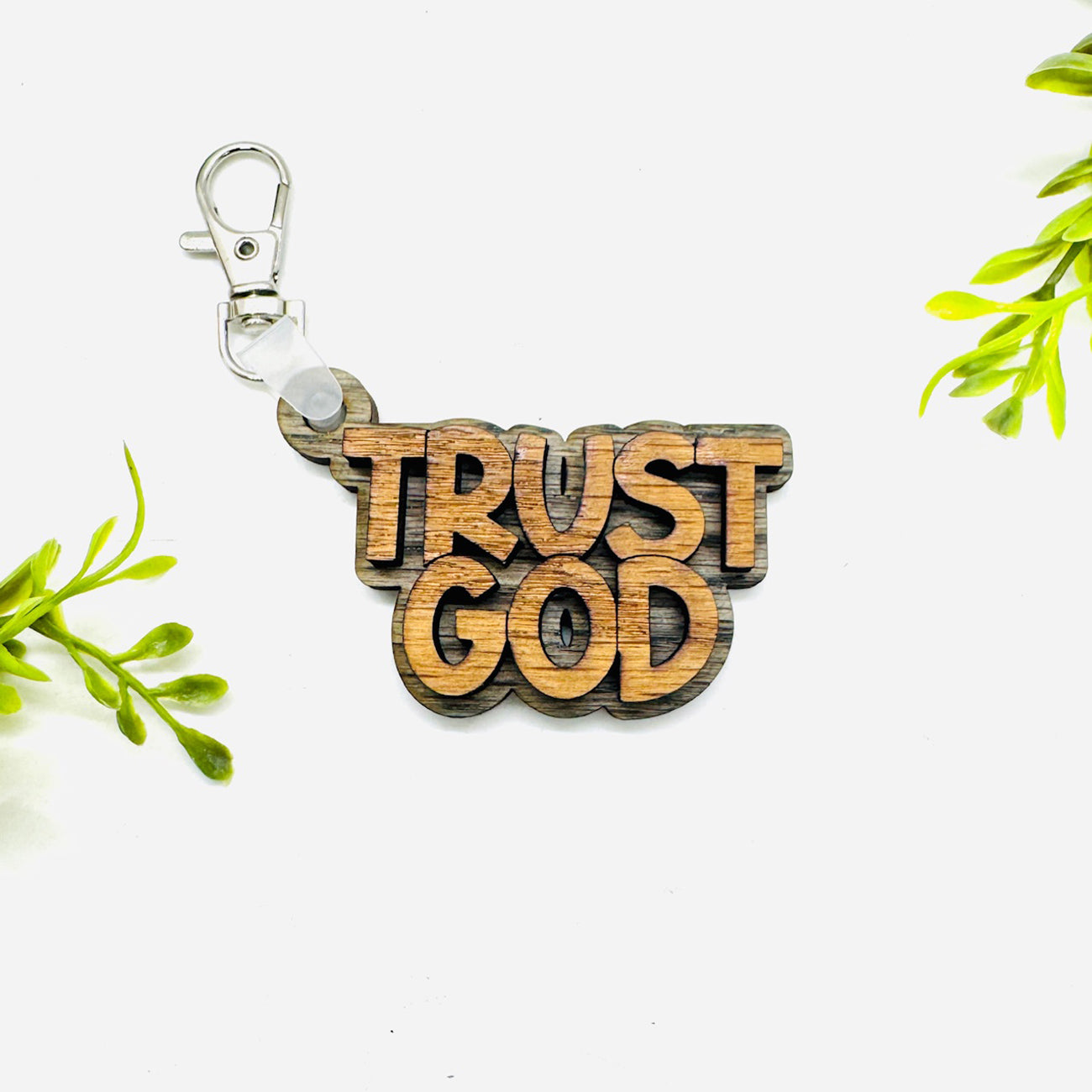 Trust God 2-Layered Keychain Car Charm Ornament Bag Tag - Glowforge