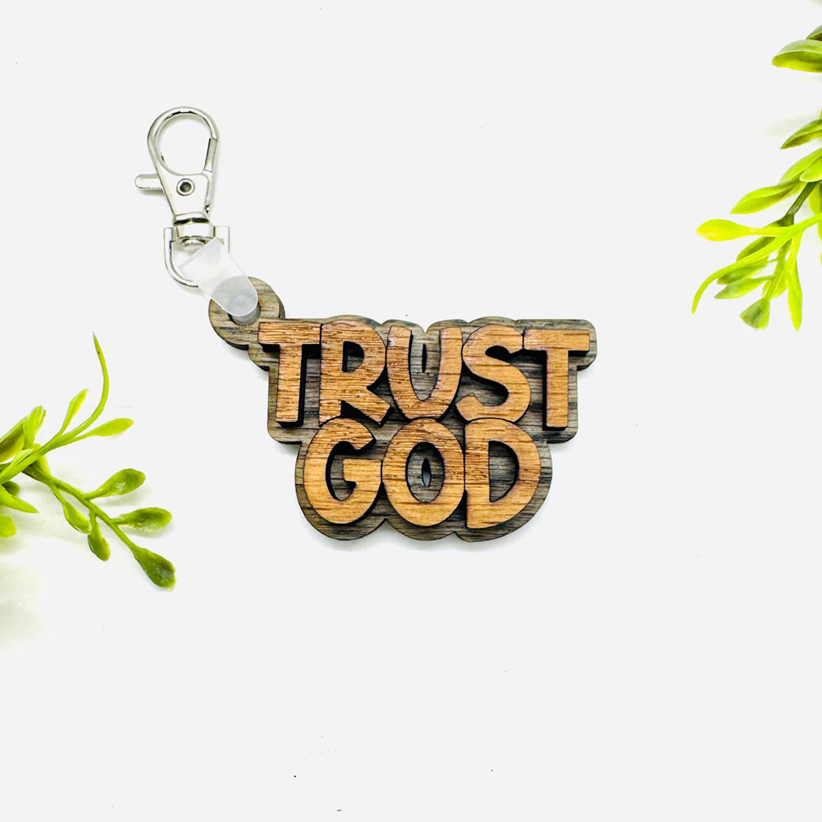Trust God 2-Layered Keychain Car Charm Ornament Bag Tag - Glowforge