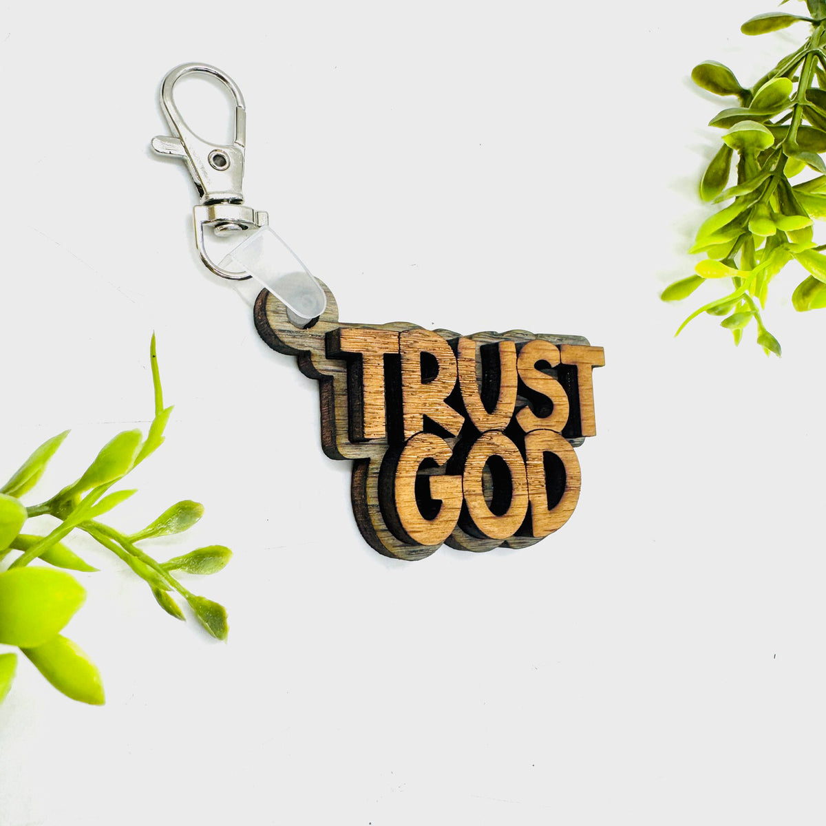 Trust God 2-Layered Keychain Car Charm Ornament Bag Tag - Glowforge
