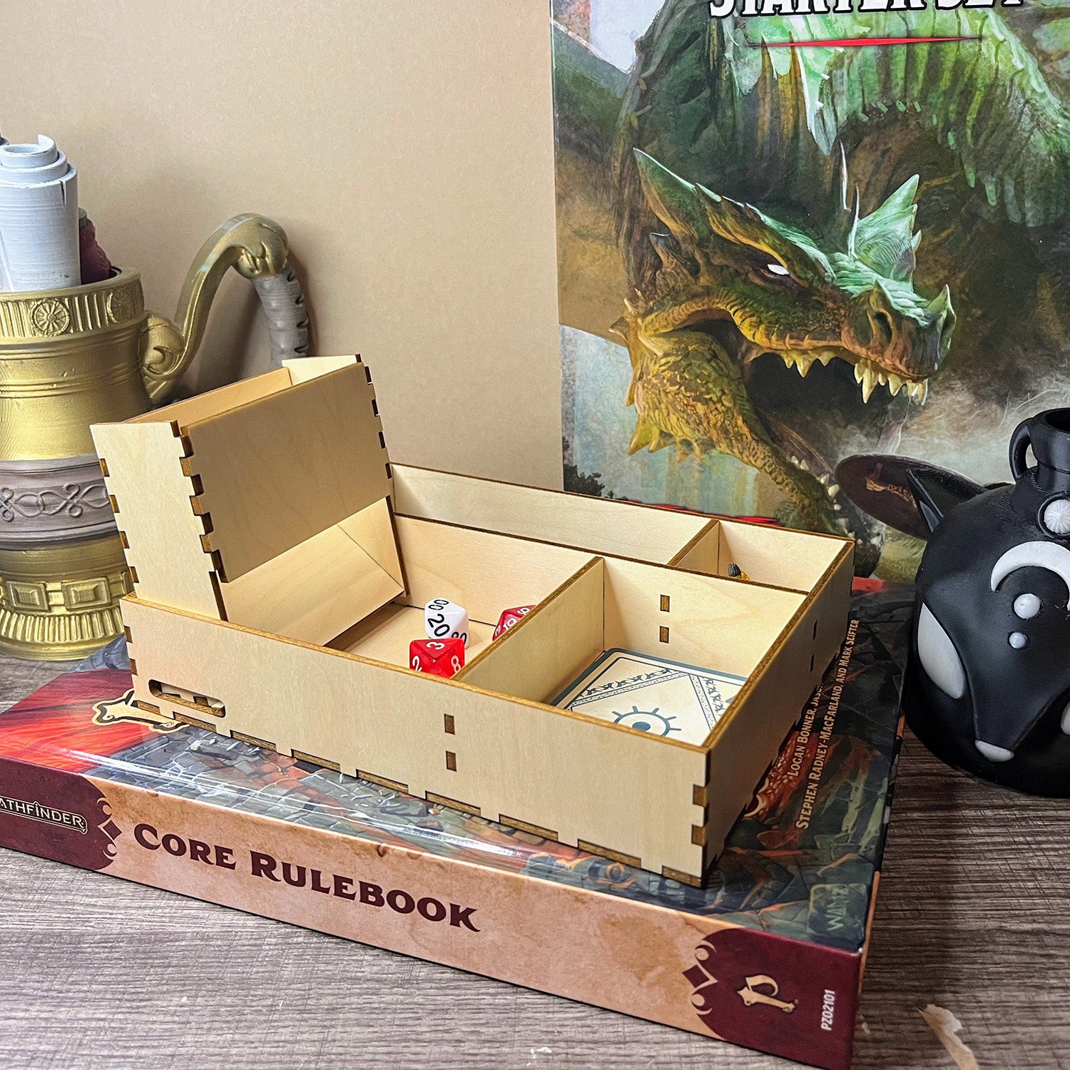 TTRPG Character Book: Tray with Dice Tower – Glowforge Shop