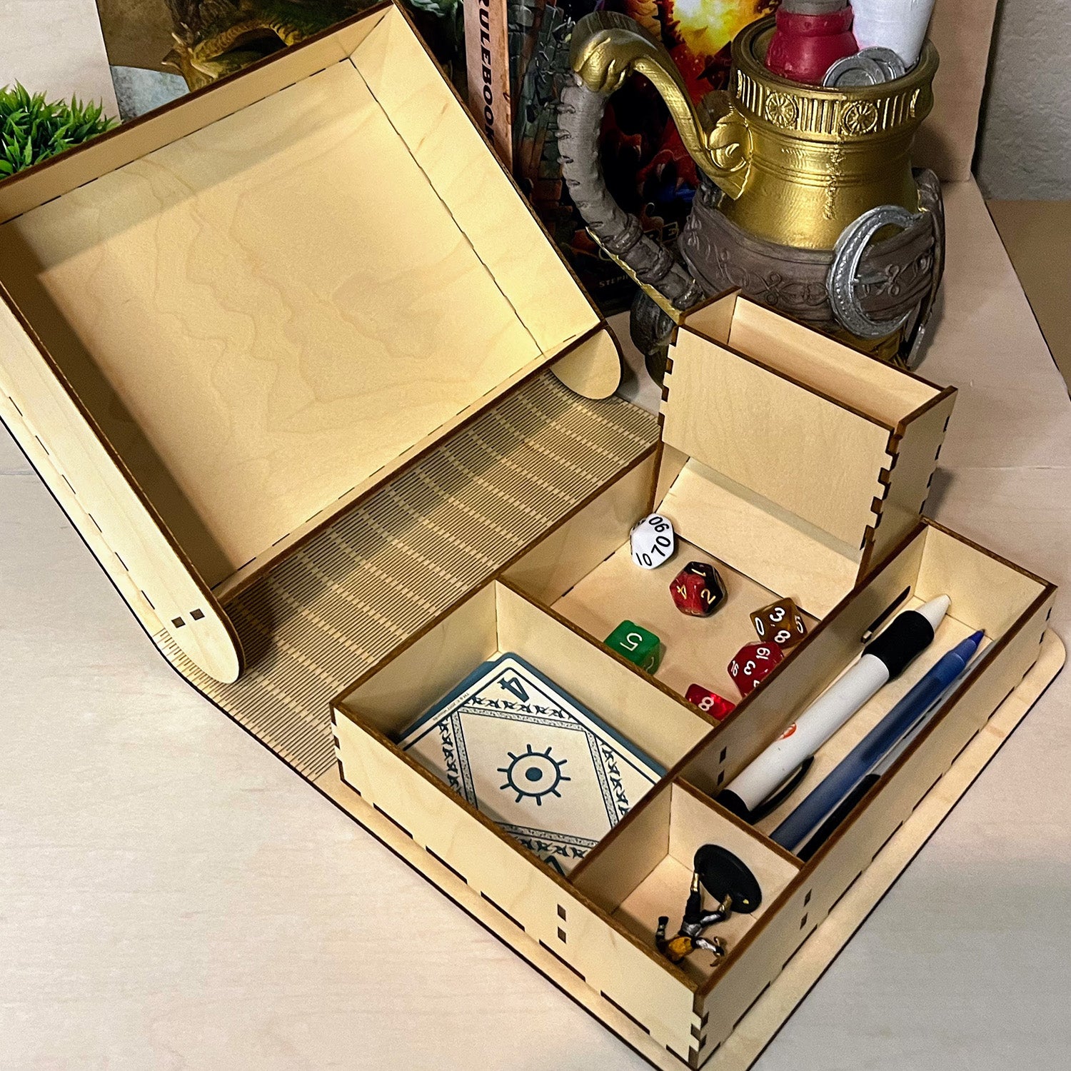 TTRPG Character Book: Tray with Dice Tower – Glowforge Shop