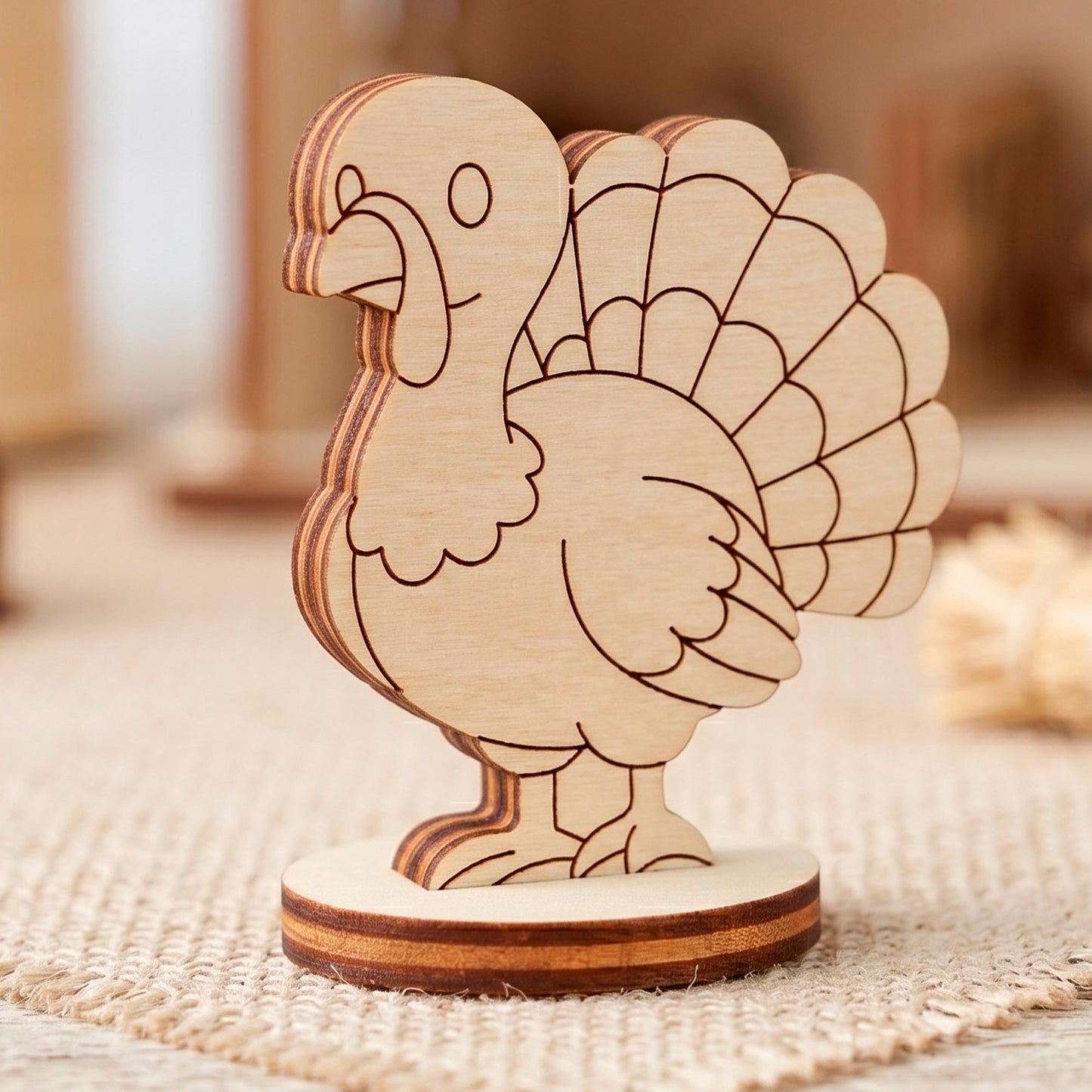 Turkey Toy - Wooden Farm Animal Figure for Play, Learning & Painting - Glowforge