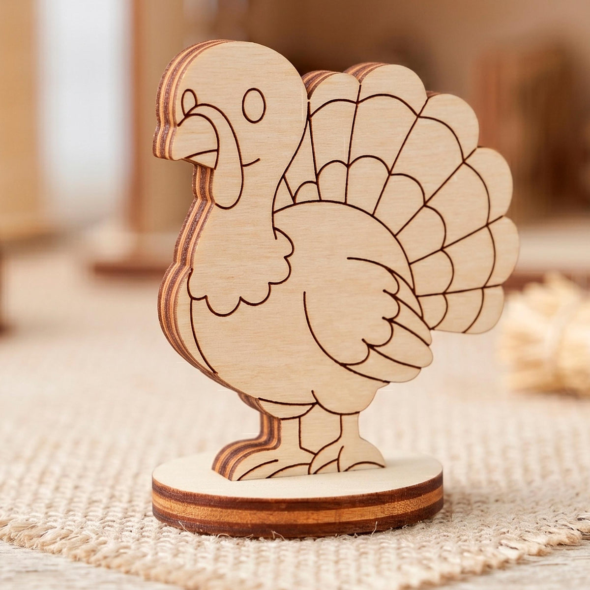 Turkey Toy - Wooden Farm Animal Figure for Play, Learning & Painting - Glowforge