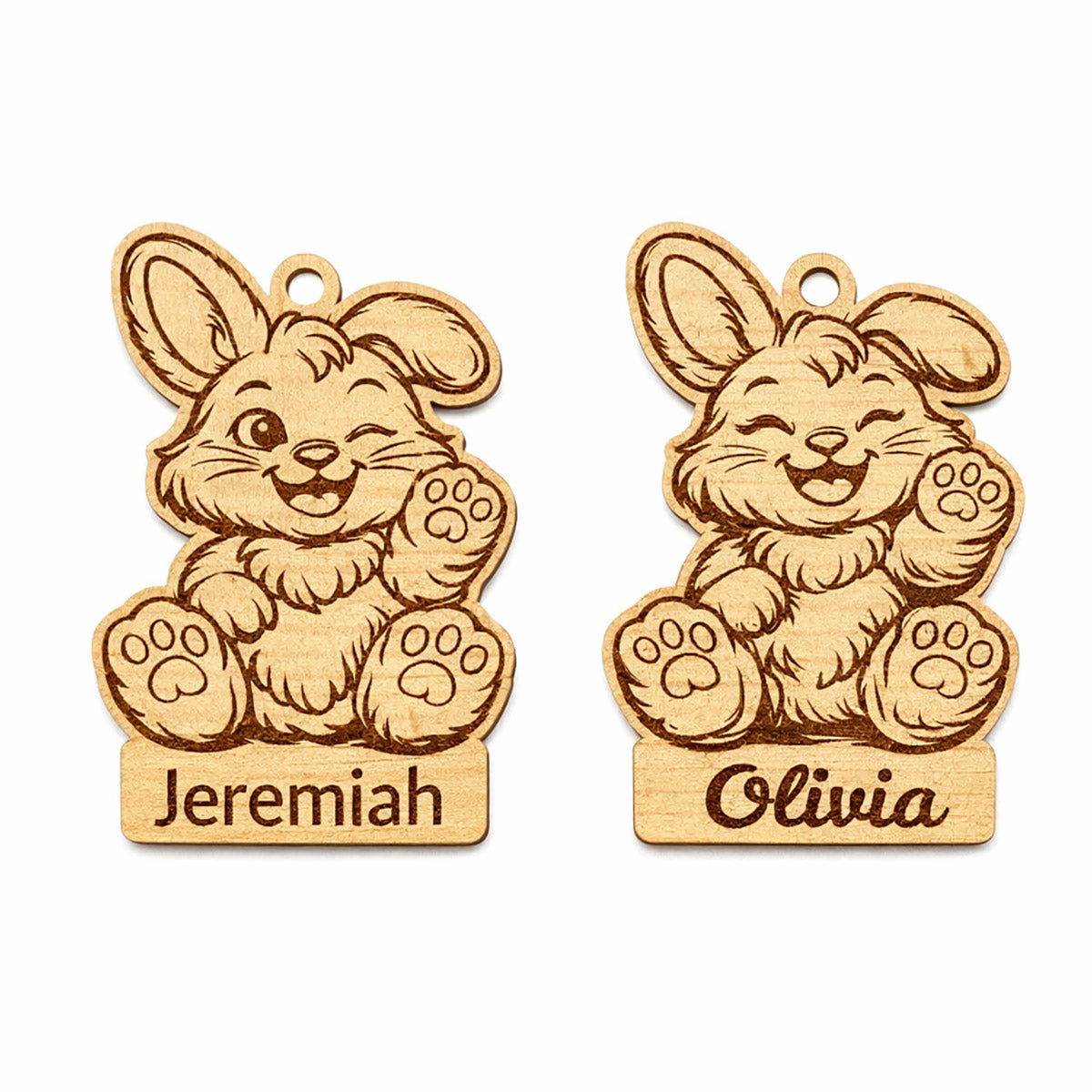 Two‑Layer Personalized Bunny Easter Basket Tag (Set of 2) - Glowforge