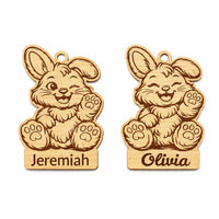Two‑Layer Personalized Bunny Easter Basket Tag (Set of 2) - Glowforge