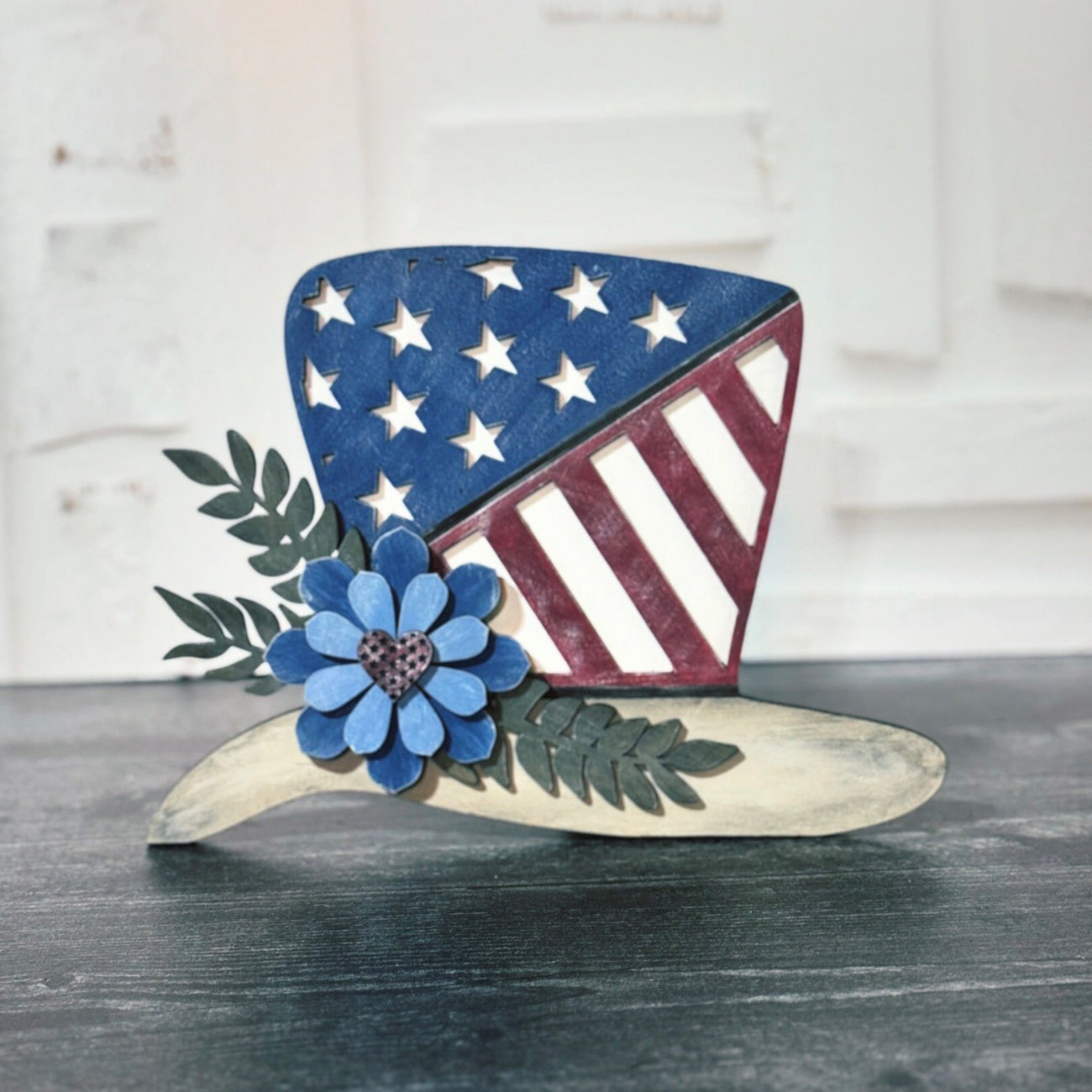 Uncle Sam Patriotic Hat Shelf Sitter - Glowforge
