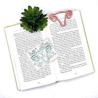 Uterus Shaped Bookmark with Card Backer - Paperclip - Snack Bag Closure - Glowforge