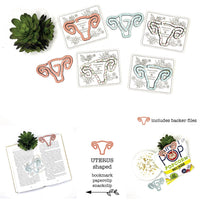 Uterus Shaped Bookmark with Card Backer - Paperclip - Snack Bag Closure - Glowforge