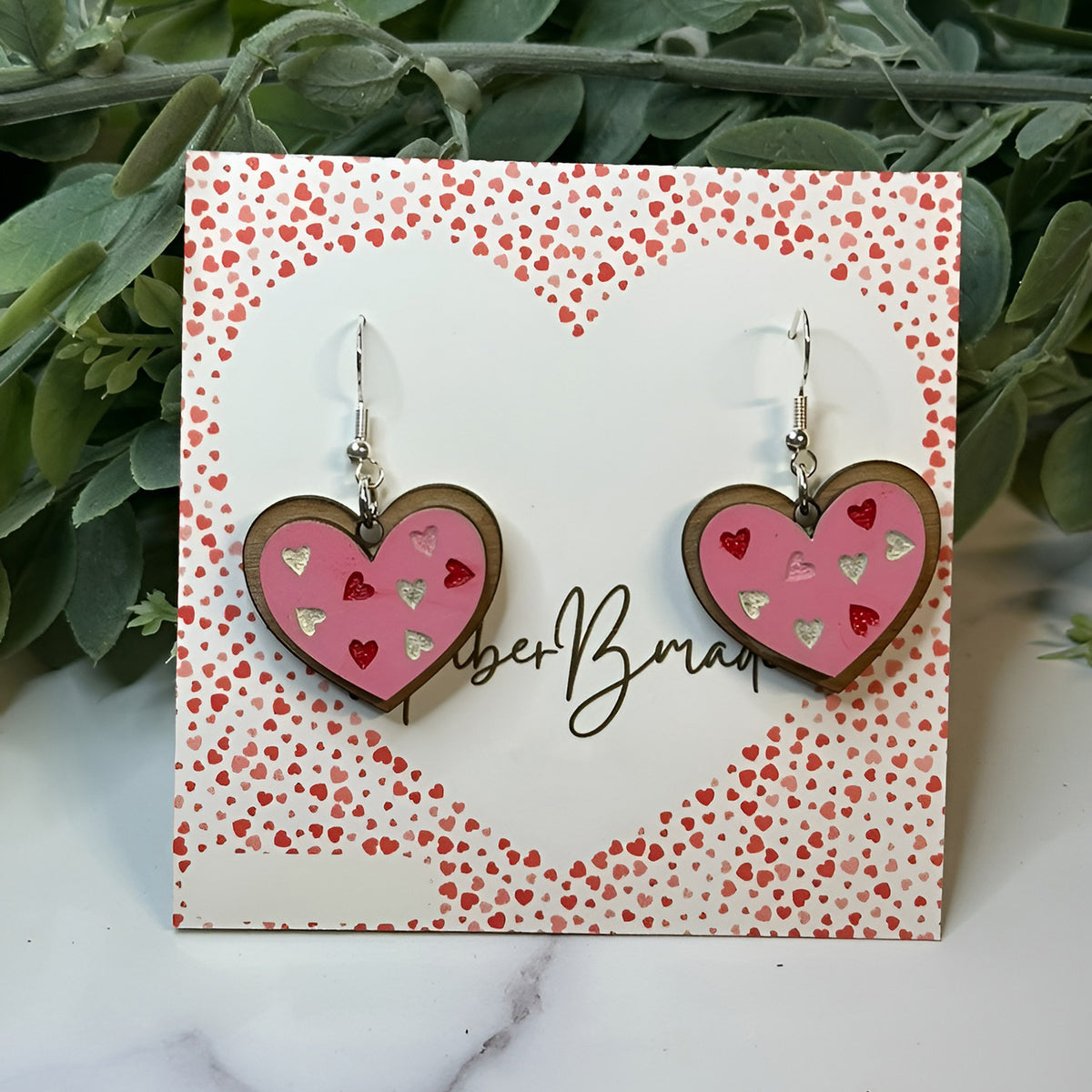 Valentine's Day Heart Sprinkle Cookie Earrings - Glowforge