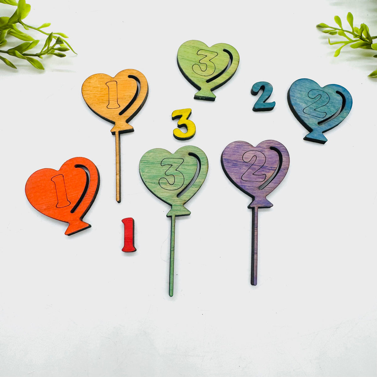 Versatile Layered Heart Number Balloon Cake Toppers (0–9) - Glowforge