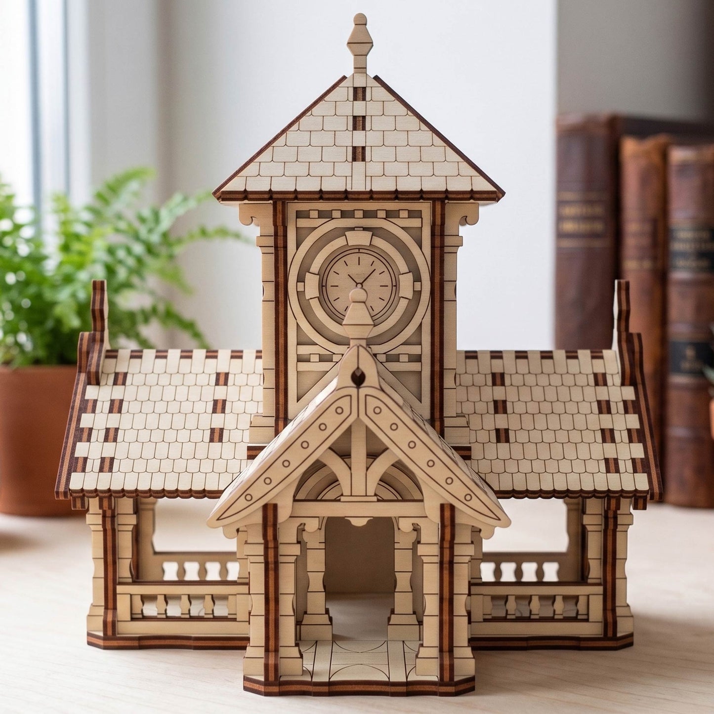 Victorian Train Station Miniature - Vintage Railway Building Model - Glowforge