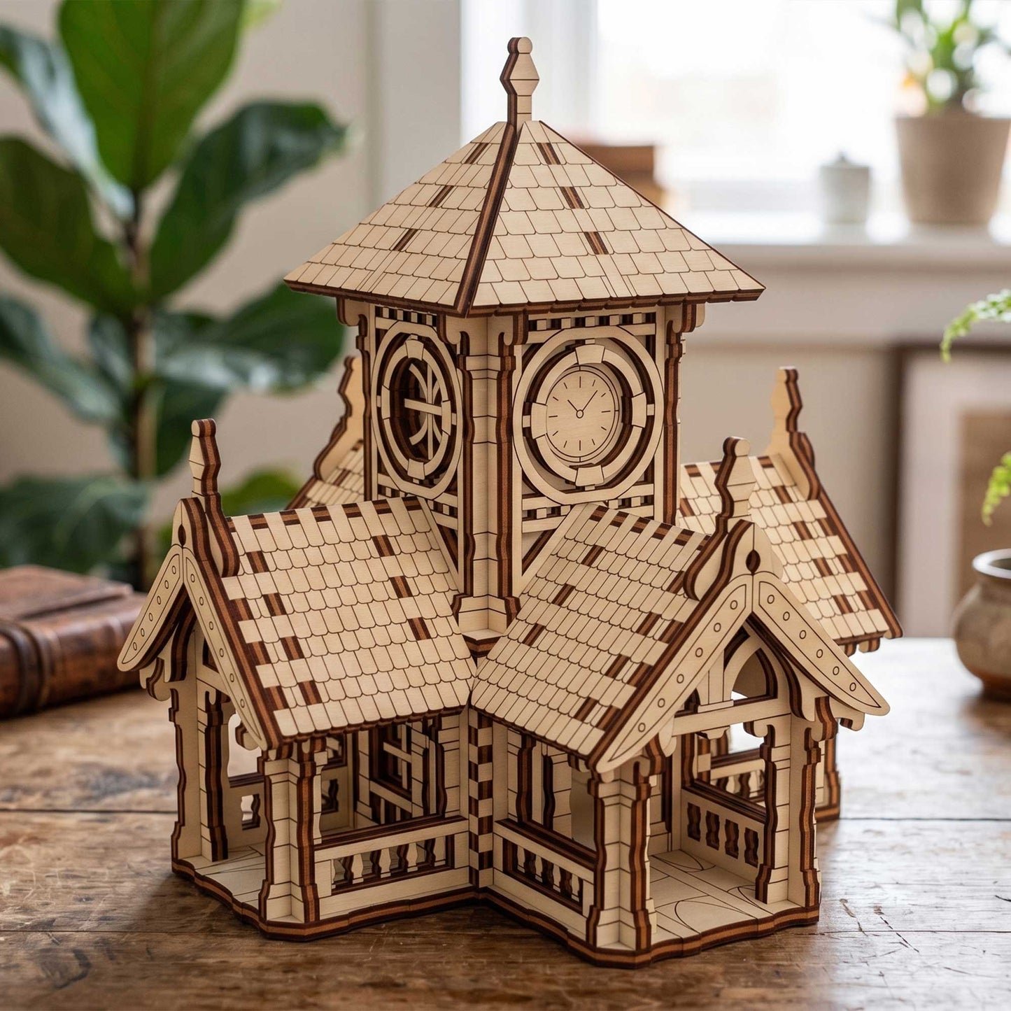 Victorian Train Station Miniature - Vintage Railway Building Model - Glowforge