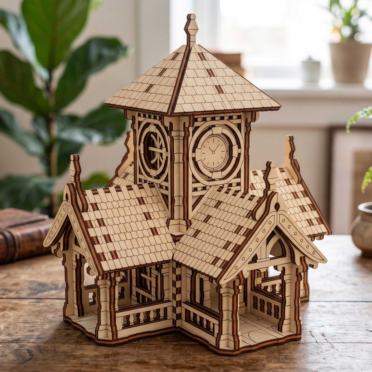 Victorian Train Station Miniature - Vintage Railway Building Model - Glowforge