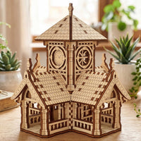 Victorian Train Station Miniature - Vintage Railway Building Model - Glowforge