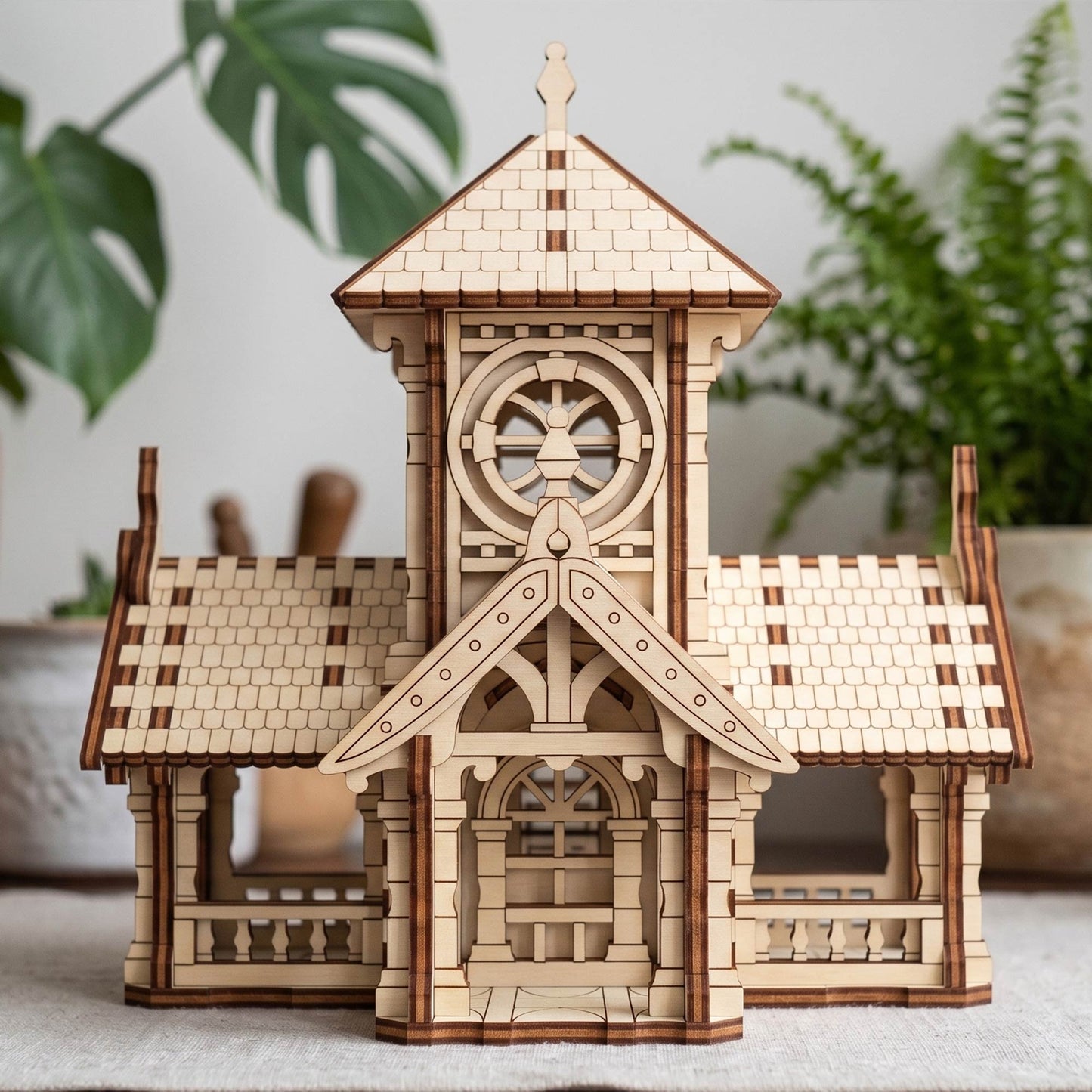 Victorian Train Station Miniature - Vintage Railway Building Model - Glowforge