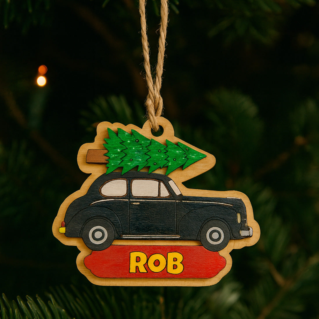Vintage Car Christmas Tree – Personalized Layered Ornament - Glowforge