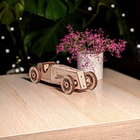 Vintage Race Car Miniature - Classic Sport Model with Moving Wheels - Glowforge