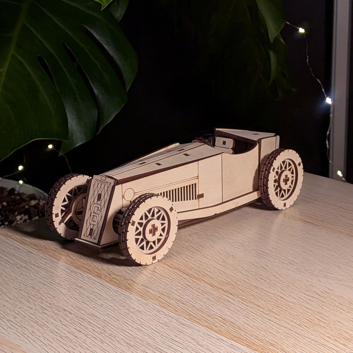 Vintage Race Car Miniature - Classic Sport Model with Moving Wheels - Glowforge