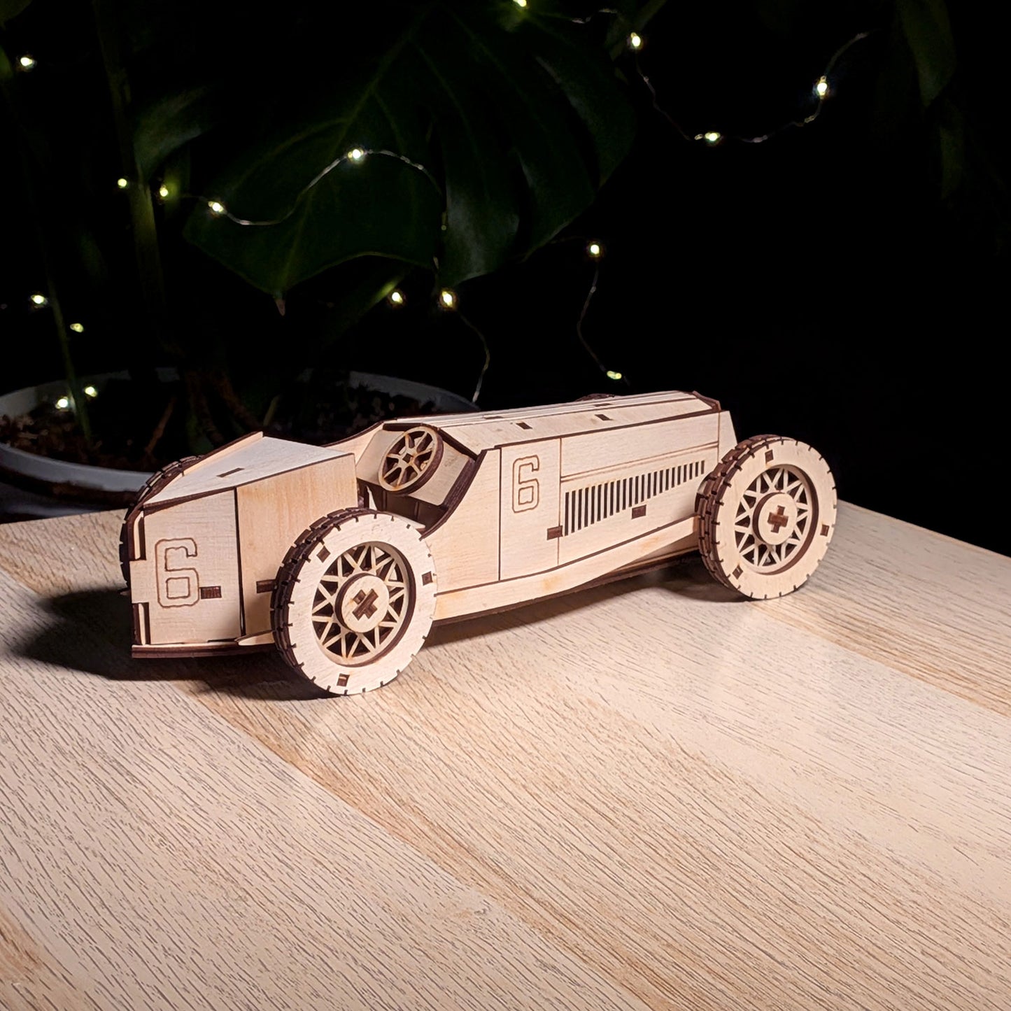 Vintage Race Car Miniature - Classic Sport Model with Moving Wheels - Glowforge