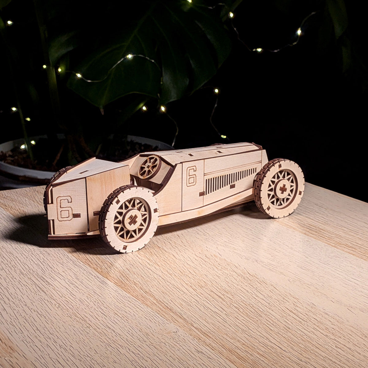Vintage Race Car Miniature - Classic Sport Model with Moving Wheels - Glowforge