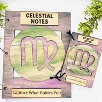 Virgo Celestial Notes Notebook Cover - Editable Text (Set of 2) - Glowforge