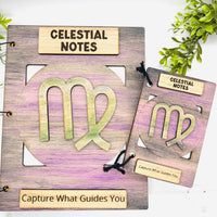 Virgo Celestial Notes Notebook Cover - Editable Text (Set of 2) - Glowforge