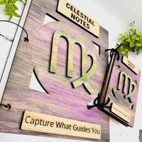 Virgo Celestial Notes Notebook Cover - Editable Text (Set of 2) - Glowforge