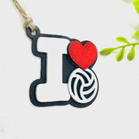 Volleyball I Love Sports Car Charm - Team Spirit Hanging Ornament - Glowforge