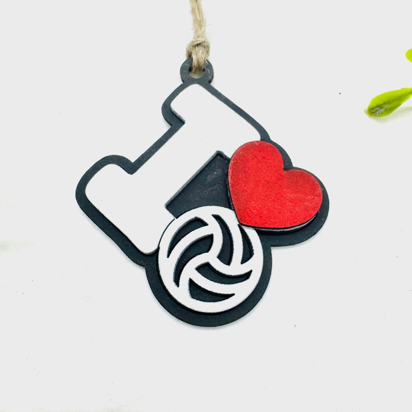 Volleyball I Love Sports Car Charm - Team Spirit Hanging Ornament - Glowforge