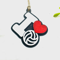 Volleyball I Love Sports Car Charm - Team Spirit Hanging Ornament - Glowforge