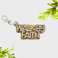 Walk By Faith 2-Layered Keychain Car Charm Ornament Bag Tag - Glowforge
